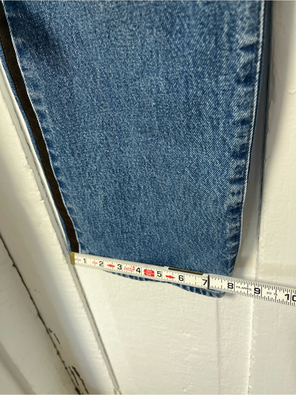 J Crew Petite Mid Rise Relaxed Straight Denim Jean with suede stripe size 24 - Picture 12 of 12